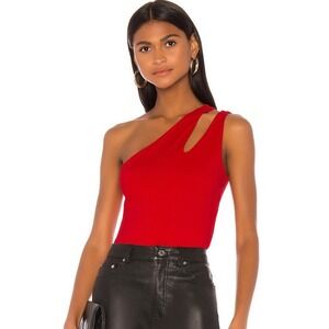 Susana Monaco One Shoulder Top Womens Small Cherry Red Festive Cocktail Luxury